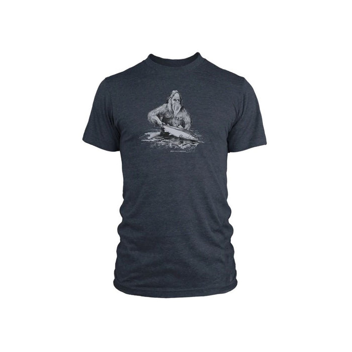 T-SHIRT: SQUATCH AND RELEASE, HTHR. NAVY - RYW